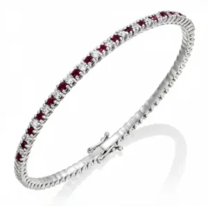 צמיד טניס משולב אבני רובי ויהלומים